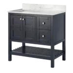 Freestanding 36"W Navy Blue Color Bathroom Vanity with White Ceramic sink