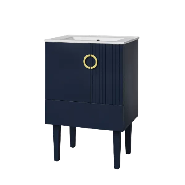 24"W Freestanding Bathroom Vanity With Ceramic Vanity Top