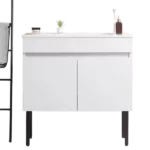 Solid Wood Wall Mounted 30"W Bathroom Vanity with White Ceramic Sink and Two Soft Close Cabinet Doors