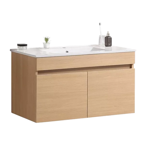 Wall Mounted 36"W Bathroom Vanity with 24"Hx 32"W LED Vanity Mirror and White Ceramic Basin