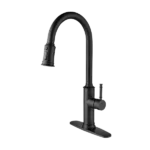 Pull Out Touch Single Handle Deck Mount Matte Black Kitchen Faucet With Swivel Spout
