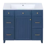 36" Bathroom Vanity Cabinet with Sink Top Combo Set, Navy Blue, Single Sink, Shaker Cabinet with Soft Closing Door and Drawer