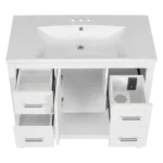 36" White Modern Bathroom Vanity with USB Port,2-Shallow Drawers, 1-Deep Drawer,1-Cabinet Door, and Single Resin Sink