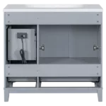36’’W Modern Gray Bathroom Vanity with USB Charging,2-Cabinet Doors,3-Drawers and White Ceramic Sink