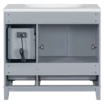 36’’W Modern Gray Bathroom Vanity with USB Charging,2-Cabinet Doors,3-Drawers and White Ceramic Sink