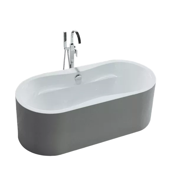 67 in. Acrylic Slipper Flat bottom Non-Whirlpool Reversible Drain Bathtub in White