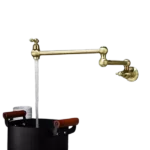 Wall Mount Two Handle Swivel Spout Kitchen Pot Filler in Gold