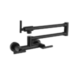 Triple Handle Wall Mounted Pot Filler Kitchen Faucet in Matte Black