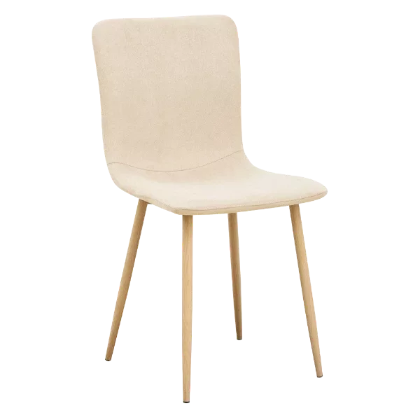 Modern Beige Fleece Upholstered Dining Chair with Oak Legs For Dining Room