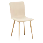 Modern Beige Fleece Upholstered Dining Chair with Oak Legs For Dining Room
