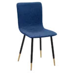 Modern Deep Blue Fleece Upholstered Dining Chair with Black Gold Leg For Dining Room