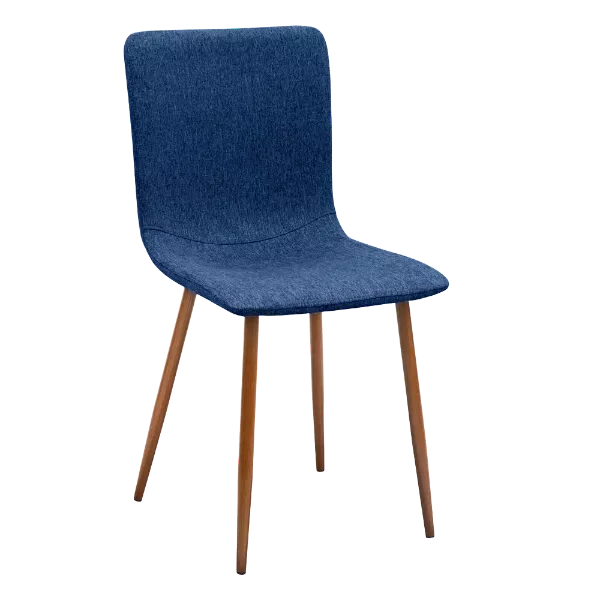 Modern Deep Blue Fleece Upholstered Dining Chair with Walnut Leg For Dining Room