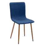 Modern Deep Blue Fleece Upholstered Dining Chair with Walnut Leg For Dining Room