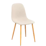 Modern White Fleece Upholstered Dining Chair with Oak Leg For Dining Room