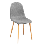 Modern Gray Fleece Upholstered Dining Chair with Oak Leg For Dining Room