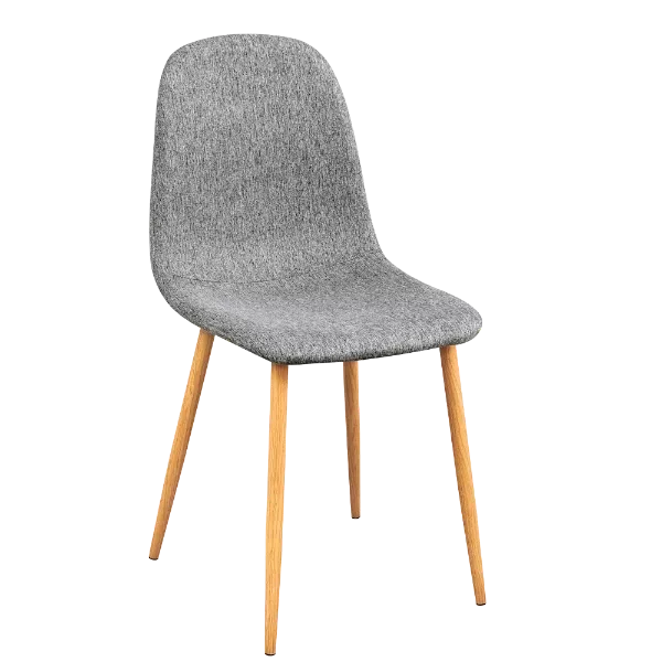 Modern Gray Fleece Upholstered Dining Chair with Oak Leg For Dining Room