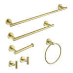 6-Piece Wall Mount Stainless Steel Bath Hardware Set in Gold