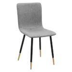 Modern Gray Fleece Upholstered Dining Chair with Black Gold Leg For Dining Room