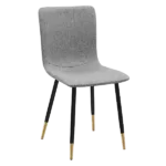 Modern Gray Fleece Upholstered Dining Chair with Black Gold Leg For Dining Room