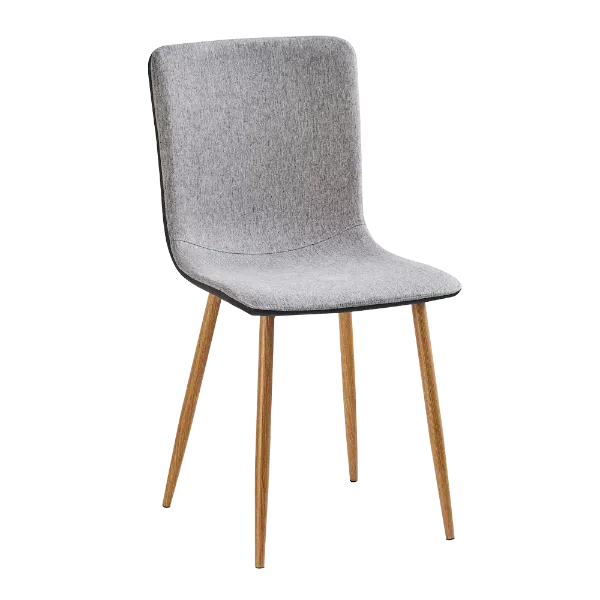 Modern Gray Fleece Upholstered Dining Chair with Oak Leg For Dining Room