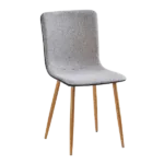 Modern Gray Fleece Upholstered Dining Chair with Oak Leg For Dining Room