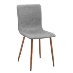 Modern Gray Fleece Upholstered Dining Chair with Walnut Leg For Dining Room