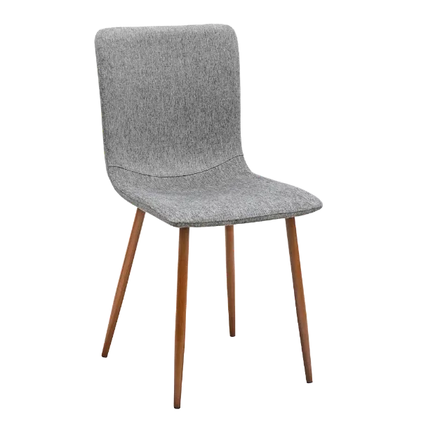 Modern Gray Fleece Upholstered Dining Chair with Walnut Leg For Dining Room