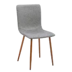 Modern Gray Fleece Upholstered Dining Chair with Walnut Leg For Dining Room