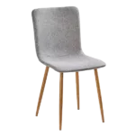 Modern Gray Fleece Upholstered Dining Chair with Oak Legs For Dining Room