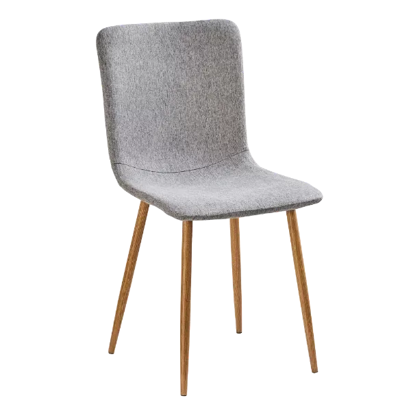 Modern Gray Fleece Upholstered Dining Chair with Oak Legs For Dining Room