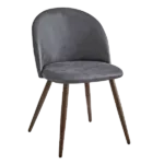 Modern Nut Brown Leather Velvet Upholstered Dining Chair with Walnut Legs For Dining Room