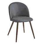 Modern Nut Brown Leather Velvet Upholstered Dining Chair with Walnut Legs For Dining Room