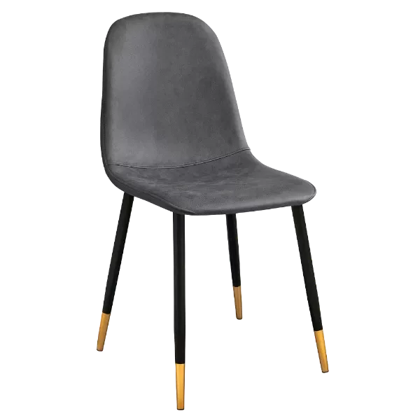 Modern Armless Gray Leather Upholstered Dining Chair with Black Gold Leg For Dining Room