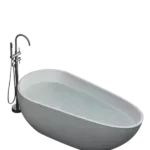 Double Handle Freestanding Tub Filler with Hand-Shower, Brushed Nickel