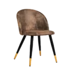 Modern Brown Suede Velvet Upholstered Dining Chair with Walnut Legs For Dining Room