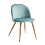 Modern Green Velvet Upholstered Dining Chair with Oak Legs For Dining Room