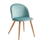 Modern Green Velvet Upholstered Dining Chair with Oak Legs For Dining Room