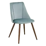 Modern Green Velvet Upholstered Dining Chair with Walnut Leg For Dining Room