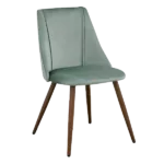 Modern Green Velvet Upholstered Dining Chair with Oak Legs For Dining Room