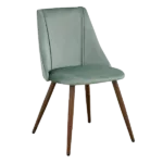 Modern Green Velvet Upholstered Dining Chair with Oak Legs For Dining Room