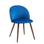 Modern Deep Blue Velvet Upholstered Dining Chair with Oak Legs For Dining Room