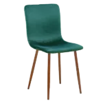Modern Deep Green Velvet Upholstered Dining Chair with Walnut Legs For Dining Room