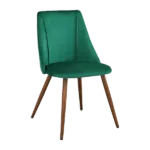 Modern Green Velvet Upholstered Dining Chair with Walnut Leg For Dining Room