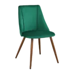 Modern Green Velvet Upholstered Dining Chair with Walnut Leg For Dining Room