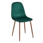 Modern Deep Green Velvet Upholstered Dining Chair with Walnut Leg For Dining Room