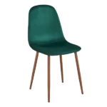 Modern Deep Green Velvet Upholstered Dining Chair with Walnut Leg For Dining Room