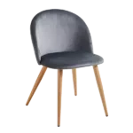 Modern Grey Velvet Upholstered Dining Chair with Oak Legs For Dining Room