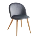 Modern Grey Velvet Upholstered Dining Chair with Oak Legs For Dining Room
