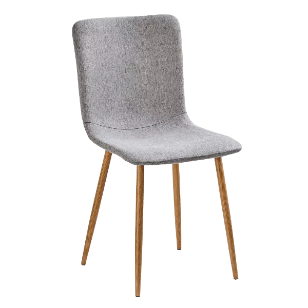 Modern Gray Velvet Upholstered Dining Chair with Oak Legs For Dining Room