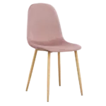 Modern Pink Velvet Upholstered Dining Chair with Oak Leg For Dining Room